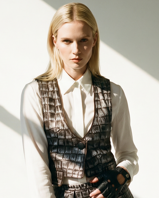 Metallic Embossed Leather Vest Merlin