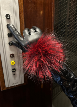 wildchild leather glove red fur