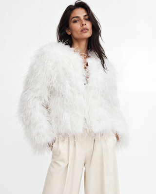 Ostrich Feather Jacket White Pantera