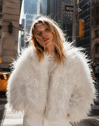 Ostrich Feather Jacket White Pantera