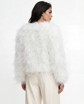 Ostrich Feather Jacket White Pantera