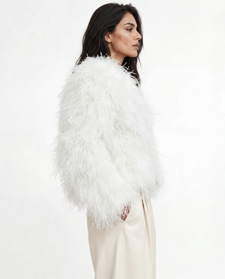 Ostrich Feather Jacket White Pantera