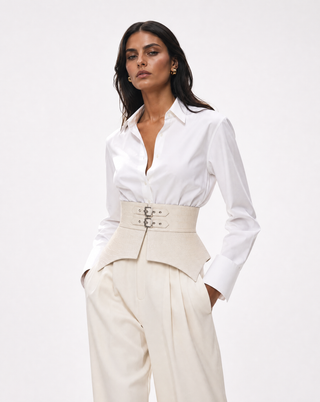 Crocodile Embossed Leather Corset Belt