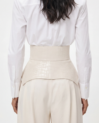Crocodile Embossed Leather Corset Belt