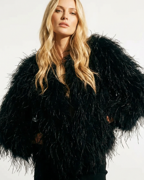 Ostrich Feather Jacket “Black Pantera” | WILDCHILD – W!LDCH!LD