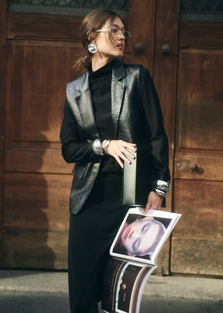 Ostrich Embossed Leather Gilet