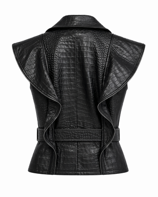 Wildchild caracal black leather vest back