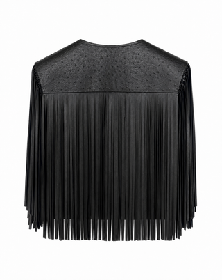 Embossed Leather Fringe Jacket