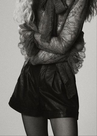 Ostrich-Embossed Leather Shorts