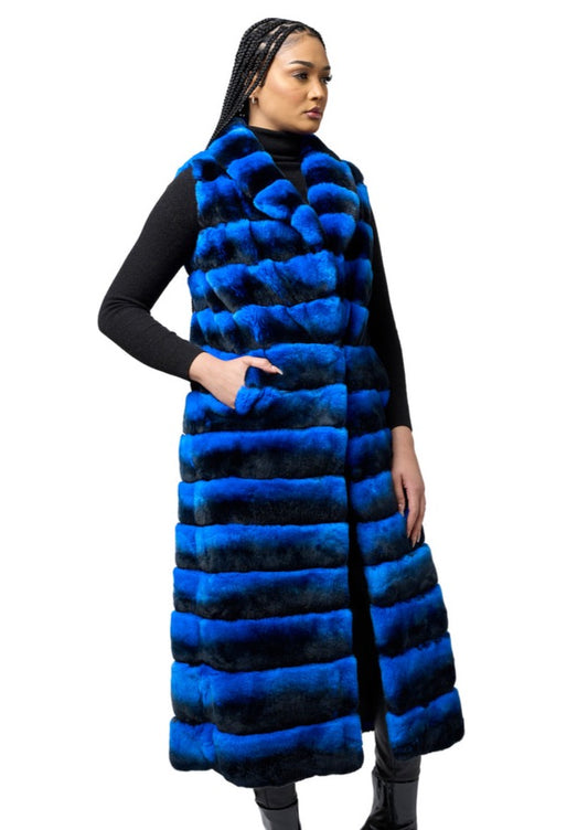 Luxury Handmade Cougar Chinchilla style rex rabbit Fur Vest for Women