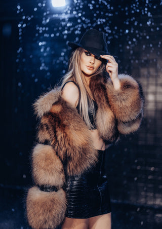 Raccoon Lioness Fur Bomber Jacket for Women